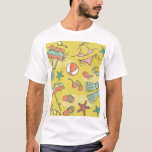 Camiseta Acessórios de Praia: Padrão Sem Olhos De Verão.