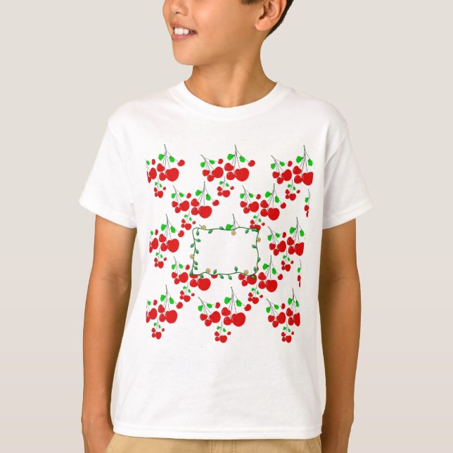 Camiseta Acessórios personalizáveis do padrão de cereja ver (Frente)