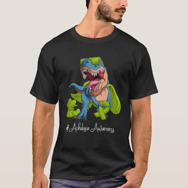 Camiseta Achalasia Consciência Mês Verde limão Fita Trex (Frente)
