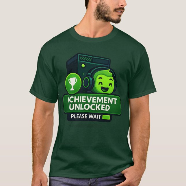 Camiseta “Achievement Unlocked – Gamer Trophy T-Shirt” (Frente)