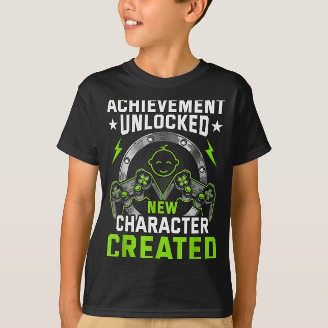 Camiseta Achievement Unlocked New Character D Video Gamer  (Frente)