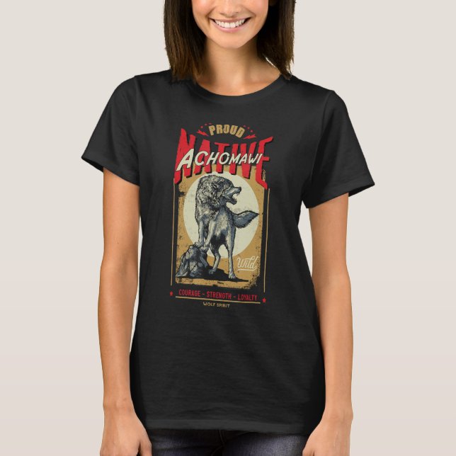 Camiseta Achomawi Native American Indian Wolf Spirit R (Frente)