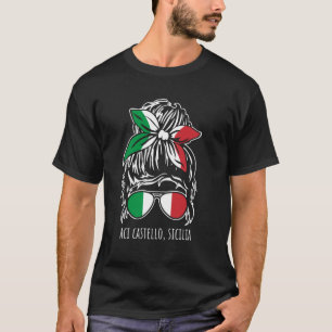 Camiseta Aci Castello Sicília Desarrumado Cabelo Coque Ócul