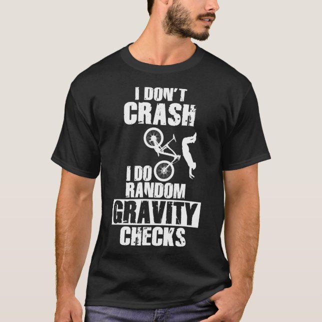 Camiseta Acidente de bicicleta de montanha - Cheques de gra (Frente)