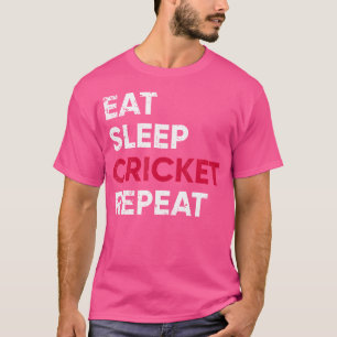Camiseta Acidente de Comida e Sono Repetir Críquete Legal L