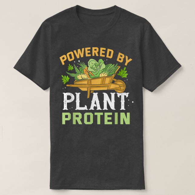 Camiseta Acionado pela proteína vegetal Meme Plant Vegan Po (Frente do Design)