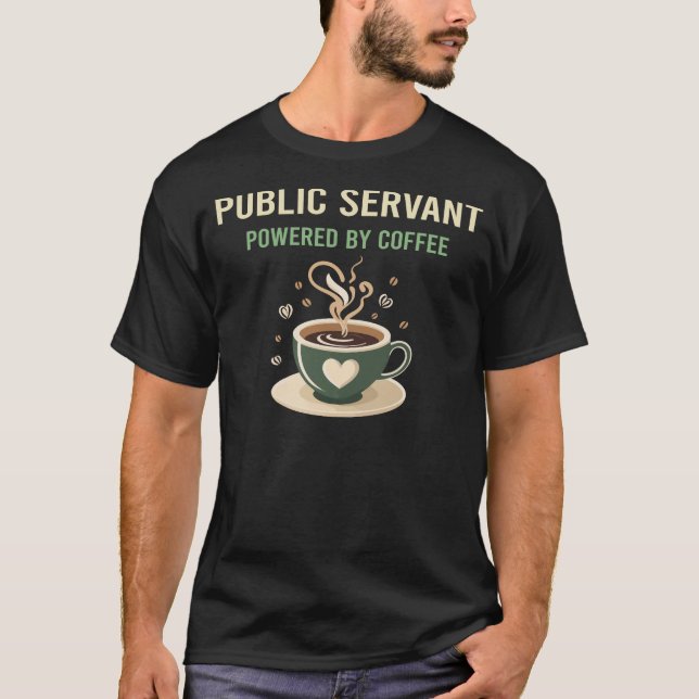 Camiseta Acionado Pelo Serviço Público De Café (Frente)