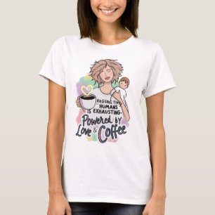 Camiseta Acionado por Amor e Café - Dia das Mães Engraçado