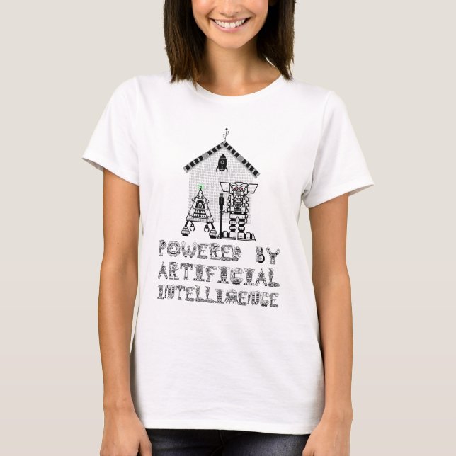 Camiseta Acionado Por Inteligência Artificial Engraçado (Frente)