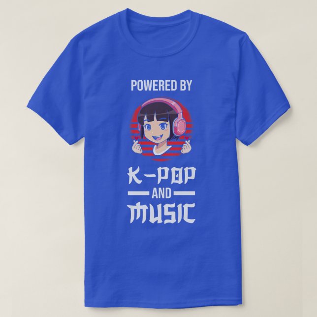 Camiseta Acionado por k-pop e música k-pop merch (Frente do Design)