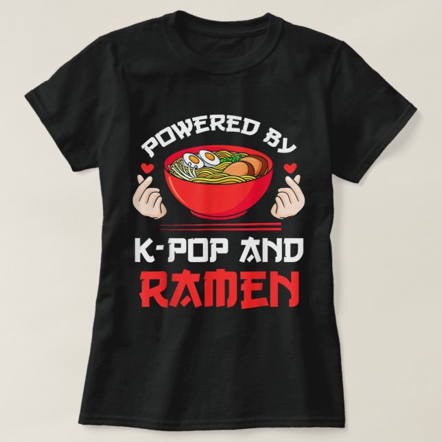 Camiseta Acionado por K-pop e Ramen Kpop Merch Merchandise (Frente do Design)