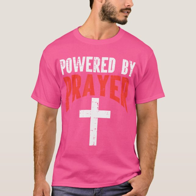 Camiseta Acionado Por Oração, Cruze Deus Jesus Homens Crist (Frente)