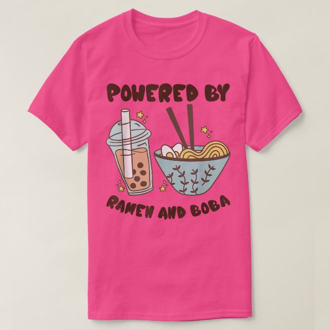 Camiseta Acionado Por Ramen E Boba Tea Comida Anime Japonês (Frente do Design)