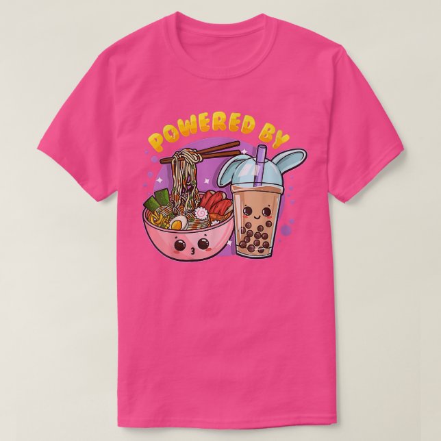 Camiseta Acionado por Ramen e Bubble Tea Anime Lover Engraç (Frente do Design)