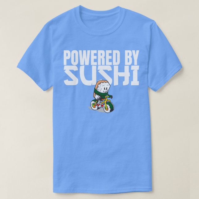 Camiseta Acionado por Sushi Raw Fish Foodie Biker (Frente do Design)