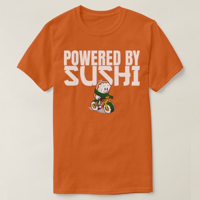 Camiseta Acionado por Sushi Raw Fish Foodie Biker (Frente do Design)