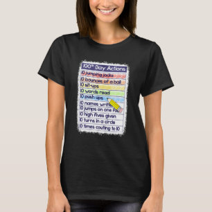 Camiseta Ações do 100º Dia Professora 100 Dias De Escola En