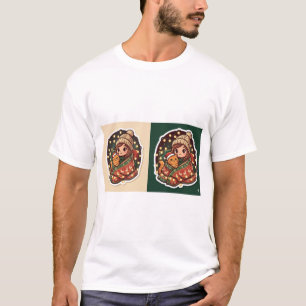 Camiseta Aconchegante Inverno Kawaii: Garota de Anime & Gat