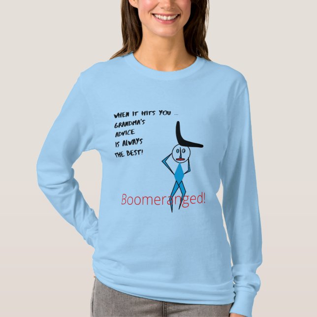 Camiseta Aconselhamento de vovó longo borboleta azul (Frente)