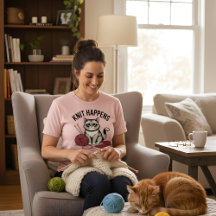 Acontece ao Tricotar – Design Divertido de Gato e 