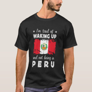 Camiseta Acordando no Peru Engraçado Bandeira Peru