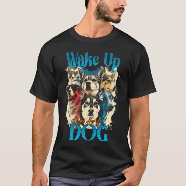 Camiseta Acordar E Abraçar Um Cachorro (Frente)