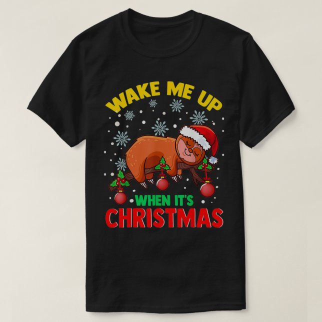 Camiseta Acordar-me quando é Natal, Preguiçoso, Natal (Frente do Design)
