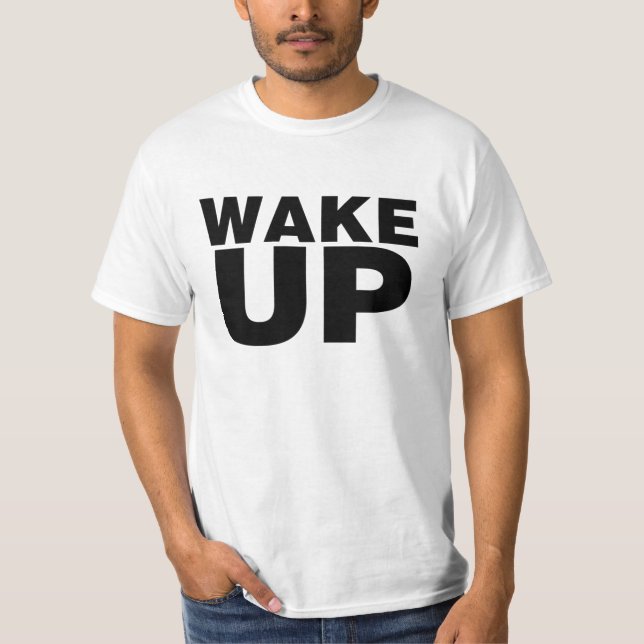 Camiseta Acordar para cima preto (Frente)