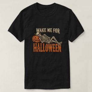 Camiseta Acorde-me no Halloween Esqueleto Vintage Abóbora