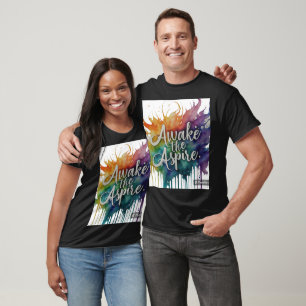 Camiseta "Acorde o Aspire: Sonhe. Acredite. Alcançar."