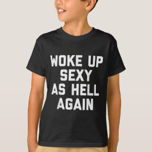 Camiseta Acordei Como Diabo De Novo Engraçado Sarcástico Di