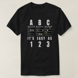 Camiseta Acordes de Violão ABC É Fácil Como 123
