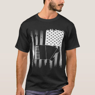 Camiseta Acordião Americano Bandeira 4 de julho Acordionist