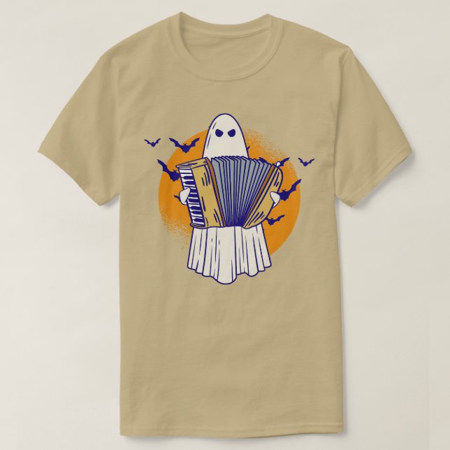 Camiseta Acordionista Ghost Playing Accordion A (Frente do Design)
