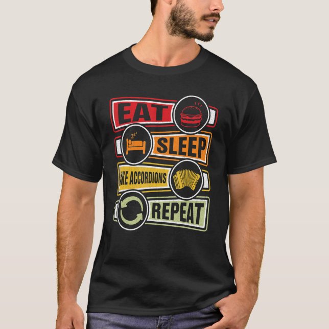 Camiseta Acordionista Que Dorme Faz Acordeões Repetir Ar (Frente)