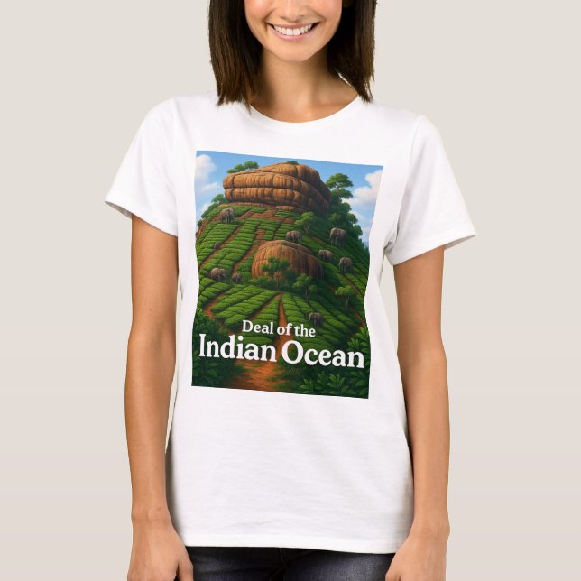 Camiseta Acordo sobre o Oceano Índico - Mulher nas Colinas  (Frente)