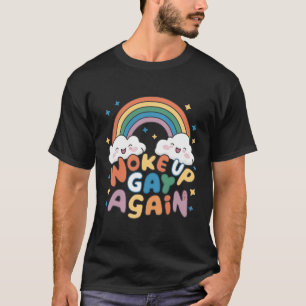 Camiseta Acordou Gay Novamente Mês do Orgulho LGBT Groovy