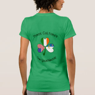 Camiseta Açores Irlanda EUA Trevo Bandeira Personalizada 