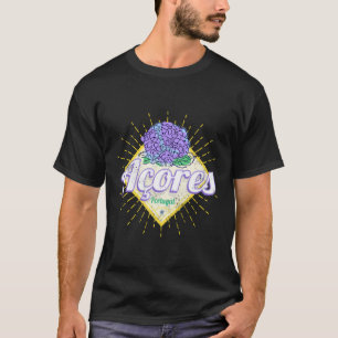 Camiseta Açores Retro Hydrangea Flower Island Portugal Vint