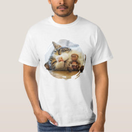 Camiseta Acorn elf com um amigo de gato