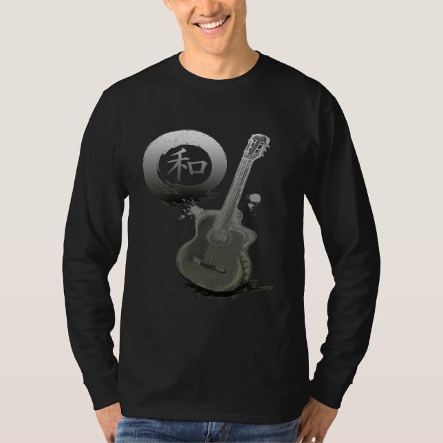Camiseta Acoustic Guitar & Japanese Zen Circle (Frente)