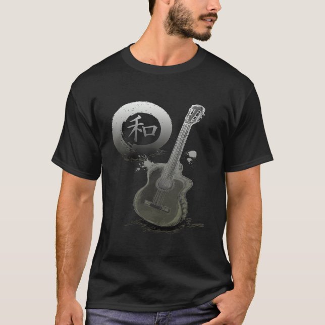 Camiseta Acoustic Guitar & Japanese Zen Circle (Frente)