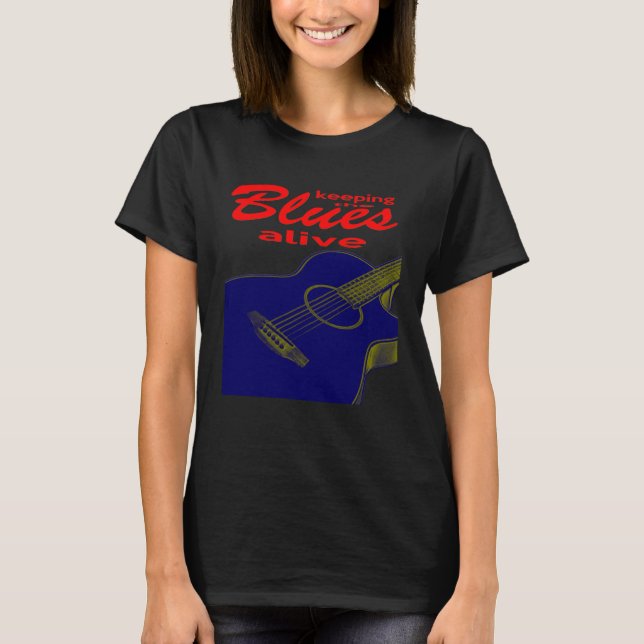 Camiseta Acoustic Guitar Keeping the Blues alive (Frente)