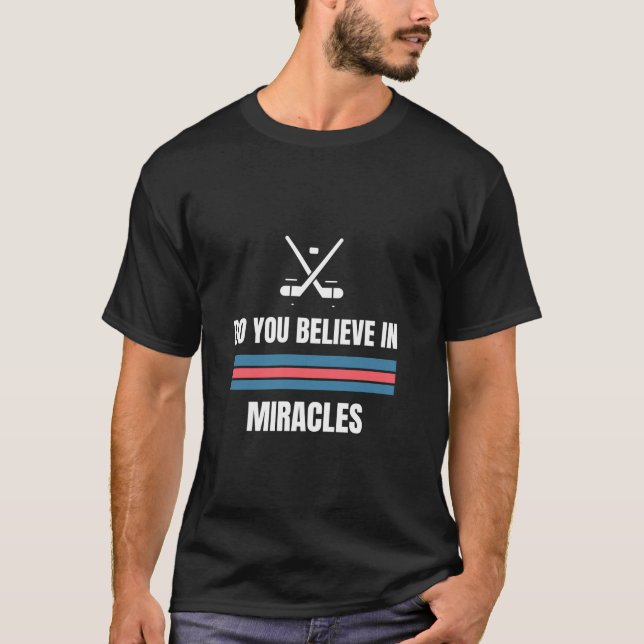 Camiseta Acredita em milagres de hóquei americano Long Sl (Frente)