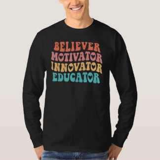Camiseta Acredita Inovador Motivador Educador Retro Groovy