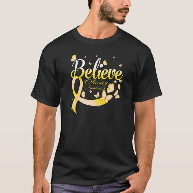 Camiseta Acredite Borboleta de Conscientização da Obesidade (Frente)