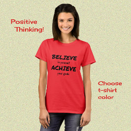 Camiseta Acredite em alcançar texto motivacional