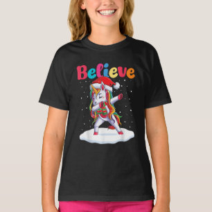 Camiseta Acredite em Dabbing Unicorn no feriado de Natal di