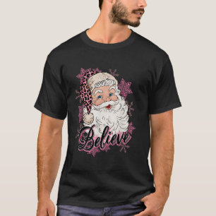 Camiseta Acredite em Leopard Santa Cláusula Neve Feliz Nata