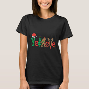 Camiseta Acredite em Papais noeis Bigfoot Sasquatch Reindee
